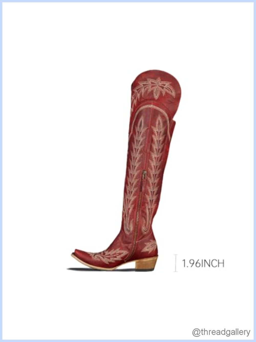 Over the Knee Western Boots Women Faux Leather Chunky Heel Pull-On - Picture 2 of 5